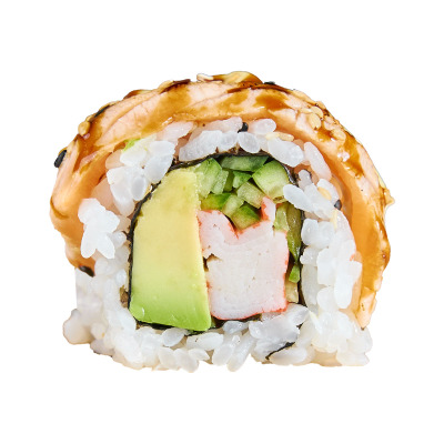 Flambé crab salmon roll